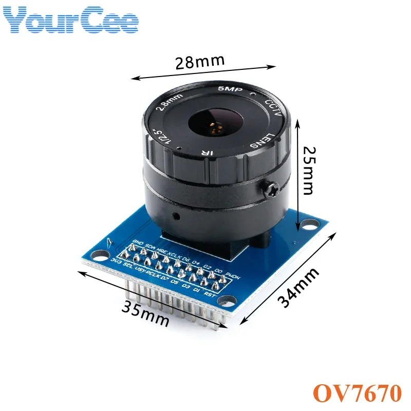 

OV7670 Camera Module 3.3V Adjustable Macro Universal CS Adapter Image Sensor SCCB IIC I2C Interface RwRGB RGB YUV YCbCr Output