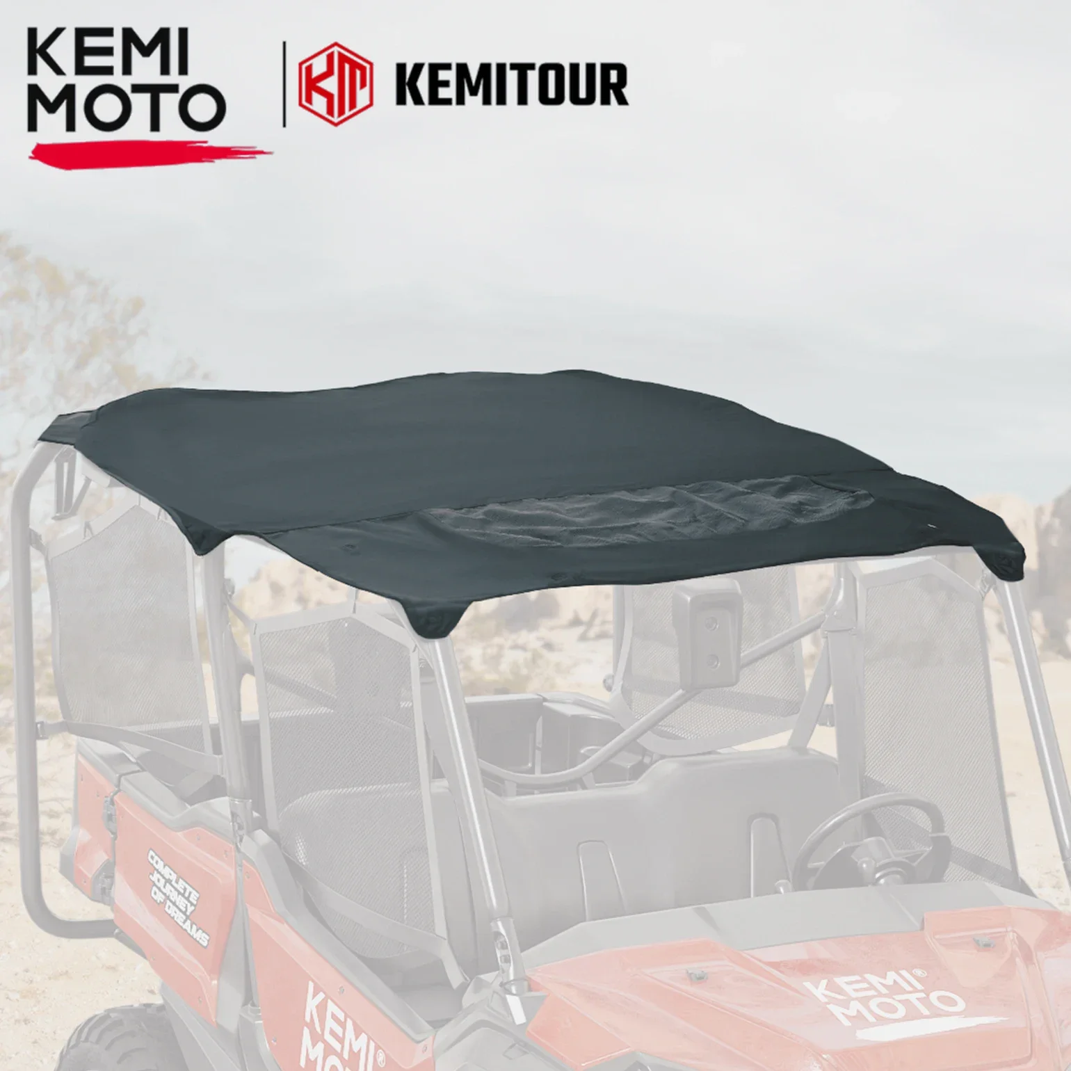 For Honda Pioneer 1000-5 2016-2023 Soft Roof with Zipper Mesh Window 1680D Oxford Sunshade Cover Light Rain Resistant UV Protect