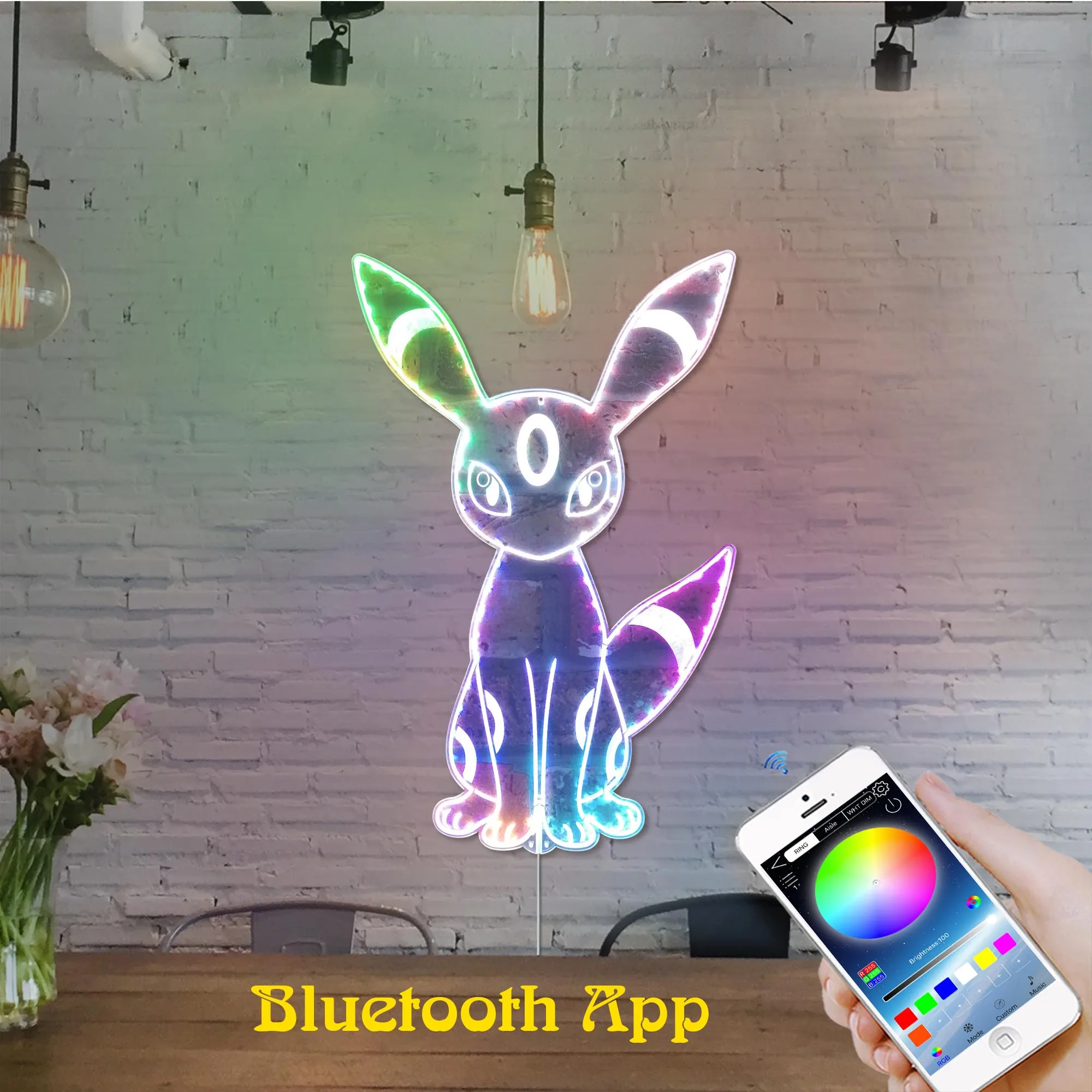 Umbreon Dynamic RGB Edge Lit LED Sign, Game Room Decor, Gaming Night Light