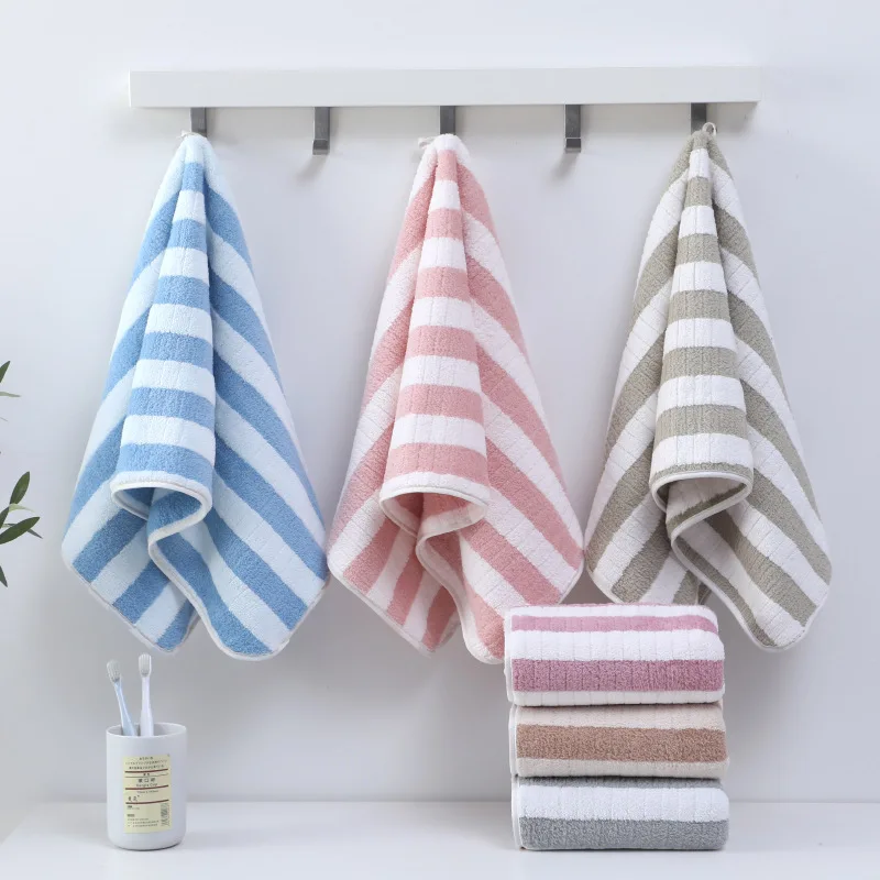 

35x75cm Stripes Absorbent Quick Drying Bath Towel Sets Soft Adults Face Hand Towels Bathroom Microfiber Swim Bath Towels