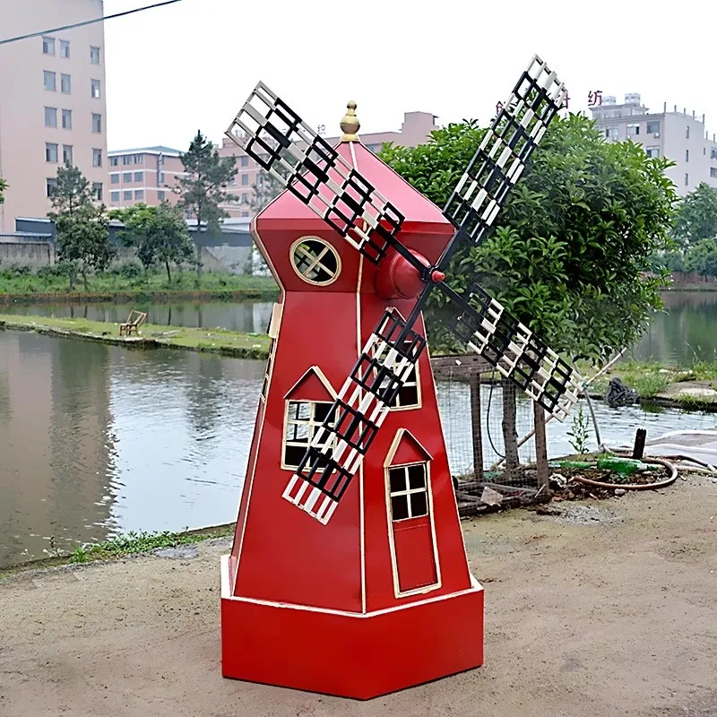 Большая кованая ретро-модель, украшение, большая ветряная мельница, орнамент, ретро-кабинет, реквизит для фотосъемки