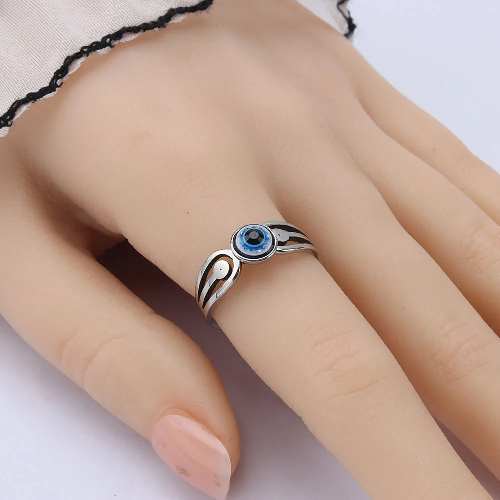 24 Teile/los Klassische Punk Teufel Auge Edelstahl Blue Eye Ring Großhandel Modische Rock Party Schmuck Geschenk – Detail 5
