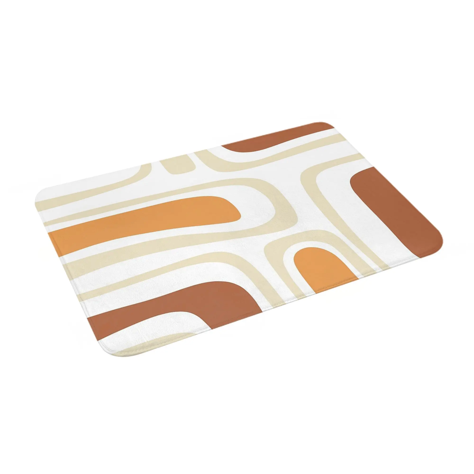 

Palm Springs Mid-Century Minimalist Abstract Brown Ochre Beige White Anti-slip Doormat Floor Mat Home Balcony Footpad Mats