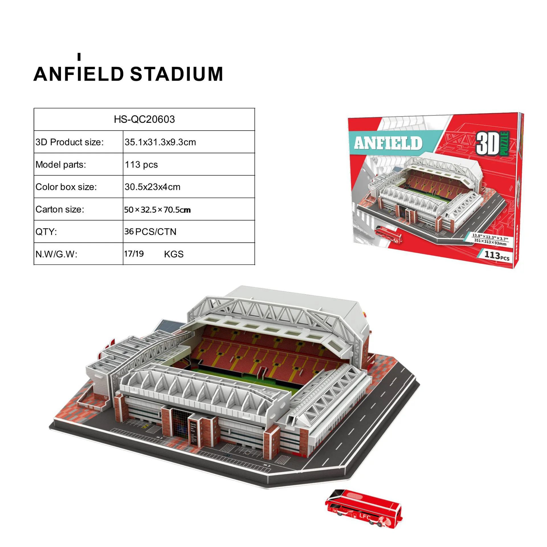 Rompecabezas de papel 3D de la estación de fútbol sin campamento, rompecabezas 3D DIY en Anfield Liverpool, modelo de juguete, adornos, regalos, tamaño grande, SZ