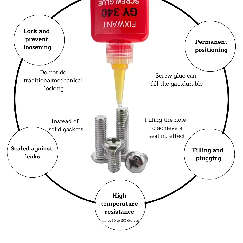 Viti di serraggio con bloccaggio del filo prevenire l\'allestimento colla per viti anaerobiche resistente alla temperatura del calafataggio 50ML