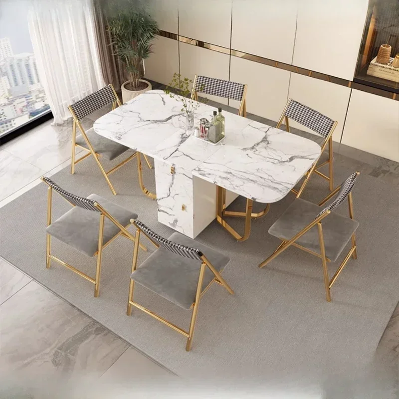 

Center Extensible Dining Room Sets Luxury Kitchen Modern Extendable Restaurant Folding Table White Mesas De Comedor Furniture
