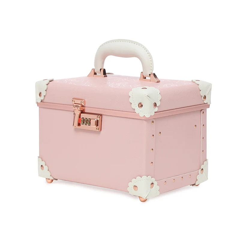 여성 메이크업 아티스트 뷰티 화장품 정리함 비밀번호 핑크 여행 가방 전문 화장품 가방