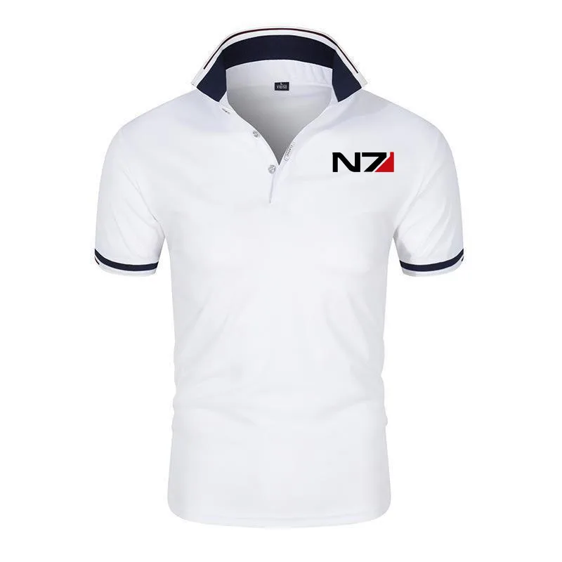 2024Men's POLO shirt luxury Mass Effect Game Distressed N7 printing men short sleeve high quality outdoor sports men's T shirt