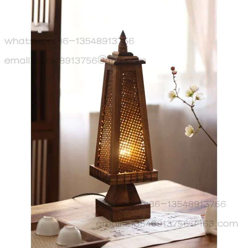 South East Asia Style Desk Lamp Zen Bamboo Retro Bedroom Bedside Lamp Creative Chinese Floor Solid Wood Ambient Lamp
