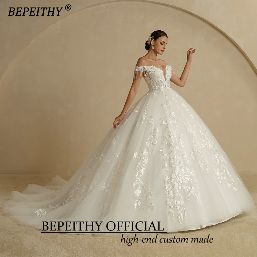 BEPEITHY – robe de mariée en dentelle, Sexy, épaules dénudées, sans manches, pour femmes, bon marché en ligne, ivoire, col en V, 2022