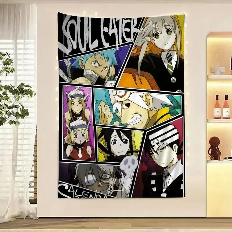 S-Soul E-Eater Anime Flag Garage Decoration for Bedroom Stuff Outdoor Decor Tapestry Barber Shop Funny Flags Flaga Wall Art Room
