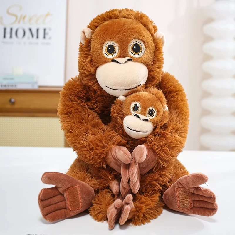 Peluches de Mono Orangután Realistas de 30/60/90CM, Muñecos de Peluche de Gorila de Dibujos Animados, Juguete de Peluche para Decoración de Habitaciones