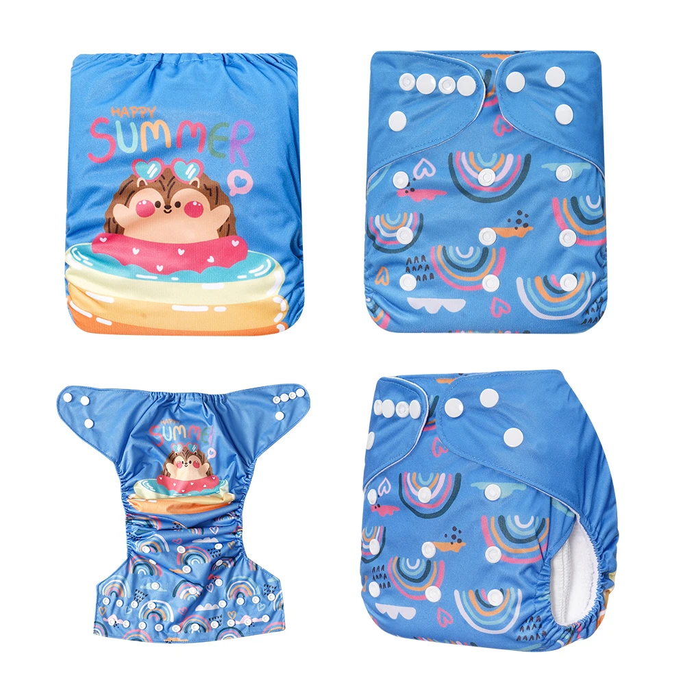 HappyFlute New One Piece Cartoon Prints Baby Soft Suede Cloth Inner Can Be Adjustable &Reusable Diaper Pocket Baby Cloth Diaper