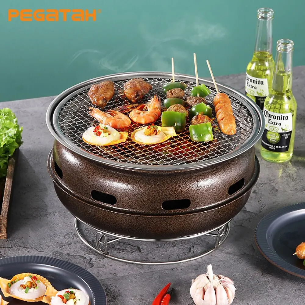 Japanese Barbecue Charcoal Fire Meat Roasting Household Non Stick Barbecue Stove Pan Barbecue GrillCharcoal Oven Round