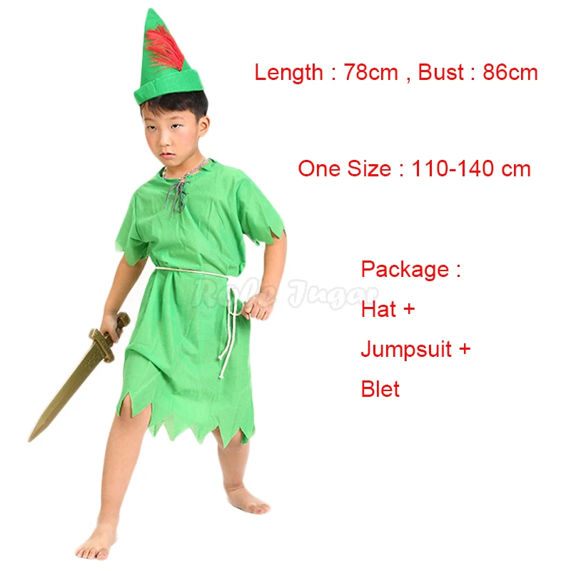 Adult Kids Peter Pan Cosplay Costume Men Women Boys Halloween Carvinal Party Boys Big Green Man/ Hunter Costumes C19X51