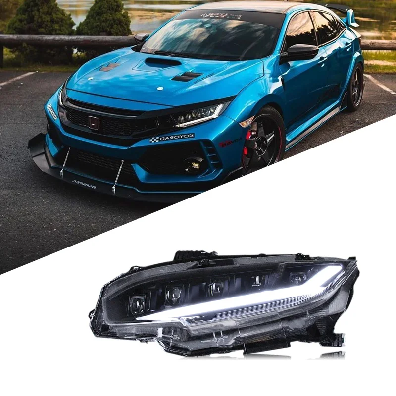 For Honda 10th generation Civic 2016-2020 headlight assembly modified lens LED headlight streamer turn signal