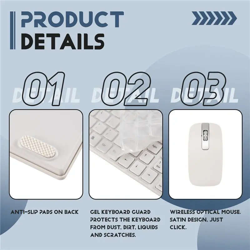B69C Wireless Slim White Keyboard + Wireless Optical Mouse Set For PC And Laptop