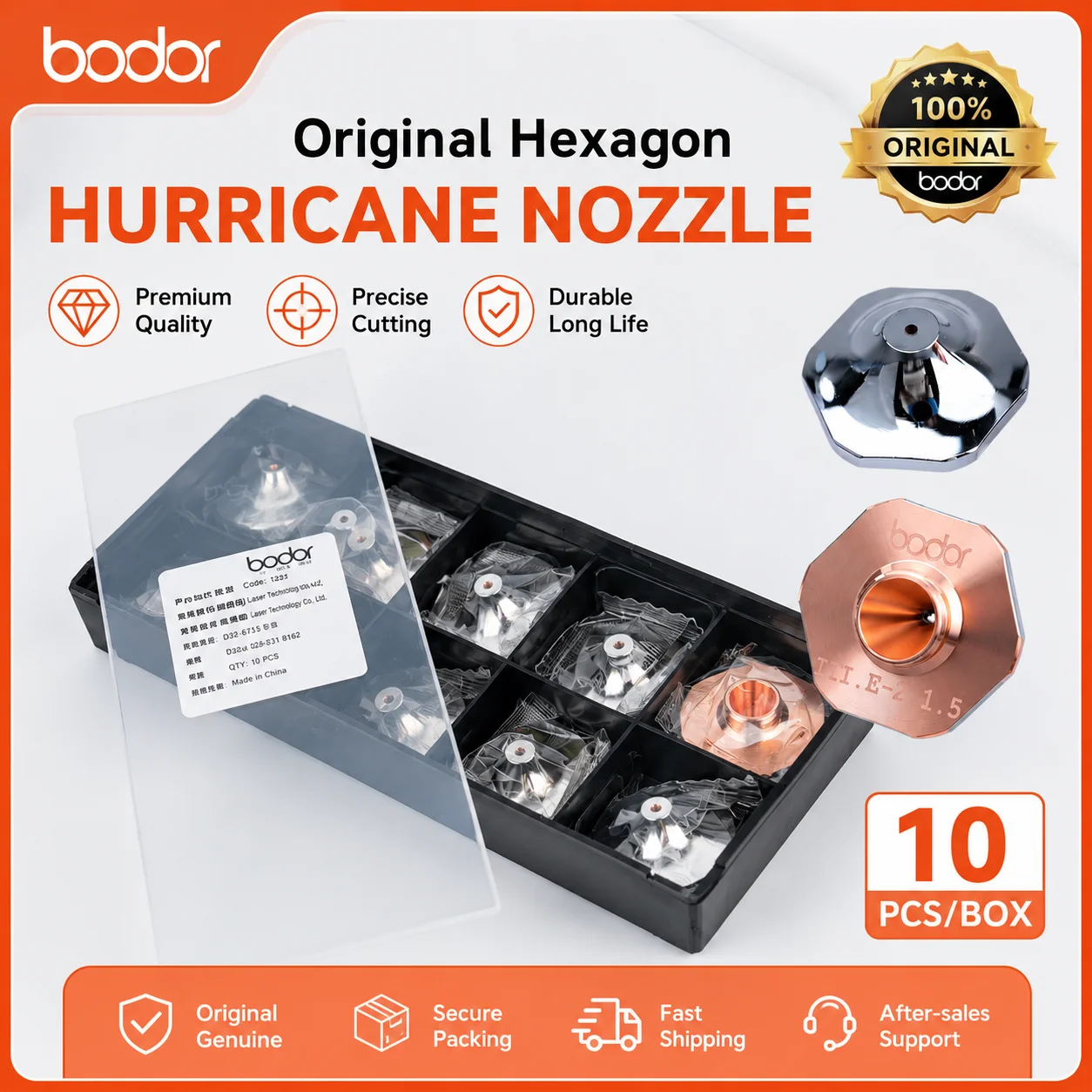 bodor-original-nozzle-10pcs-d28-m11-single-chrome-caliber-14-80mm-hexagon-copper-nozzle-for-bodor-fiber-laser-cutting-head
