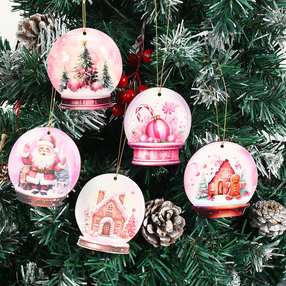 

12pcs Christmas Snowman Wooden Pendant Christmas Party Decoration 2025 Xmas Santa Claus Pendant Navidad Natal New Year Gift 2026