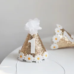 Ins Kids Birthday Party Hat 1 2 Baby Shower Daisy Theme Birthday Headwear Hat