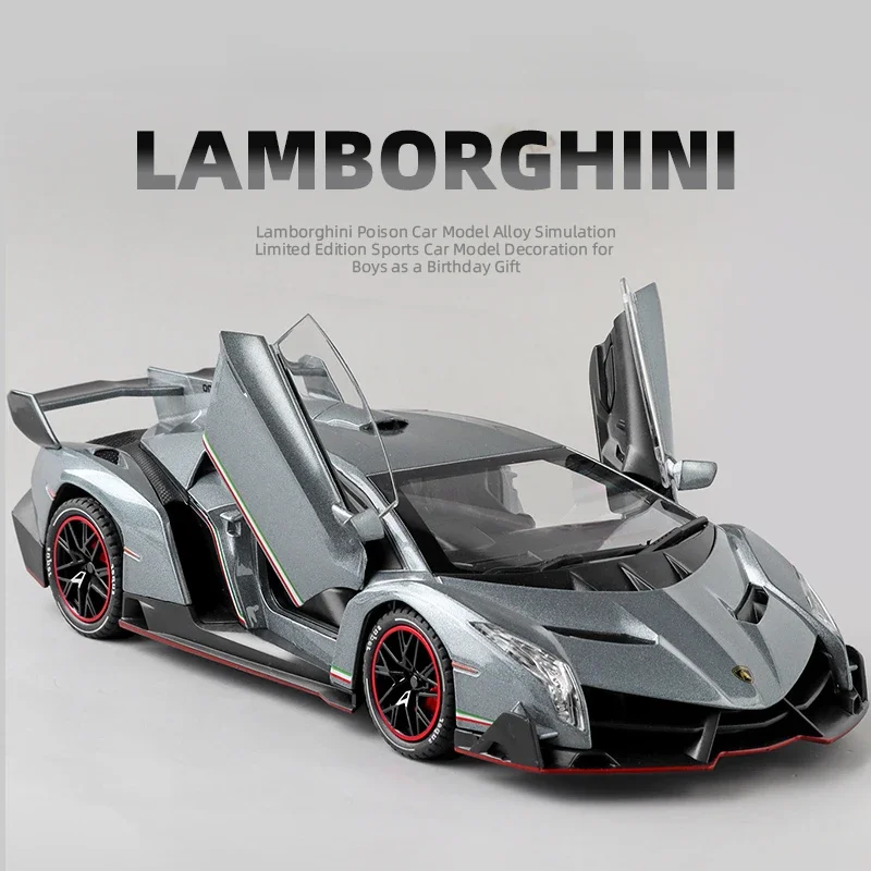 Simulation 1/24 Lambor Veneno Supercar Model With Display Box Collection Miniature Voiture Home Decor Boy Toy Vehicle Gift