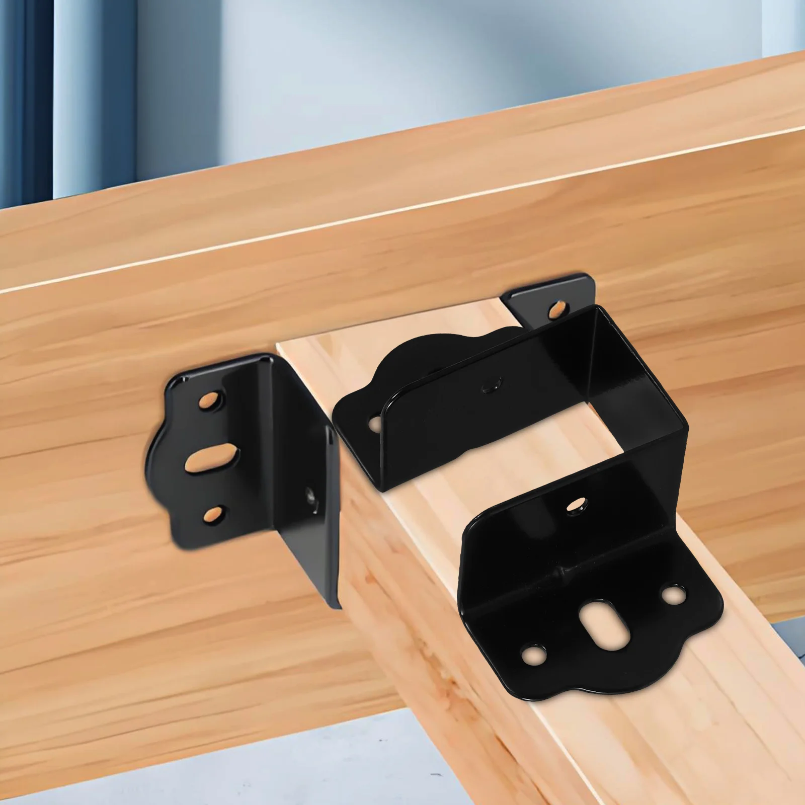 

4pcs Rail Brackets Thickened Corner Support For Bed Frame Center Connection Durable Steel Fasteners Compatible With Wood Metal