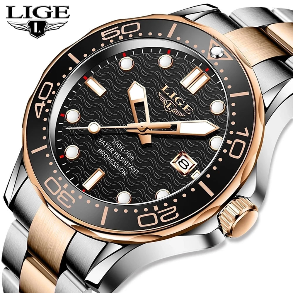 Lige Topmerk Luxe Mode Duiker Horloge Heren 3atm Waterdichte Date Klok Sport Horloges Heren Quartz Horloge Logio Masculino