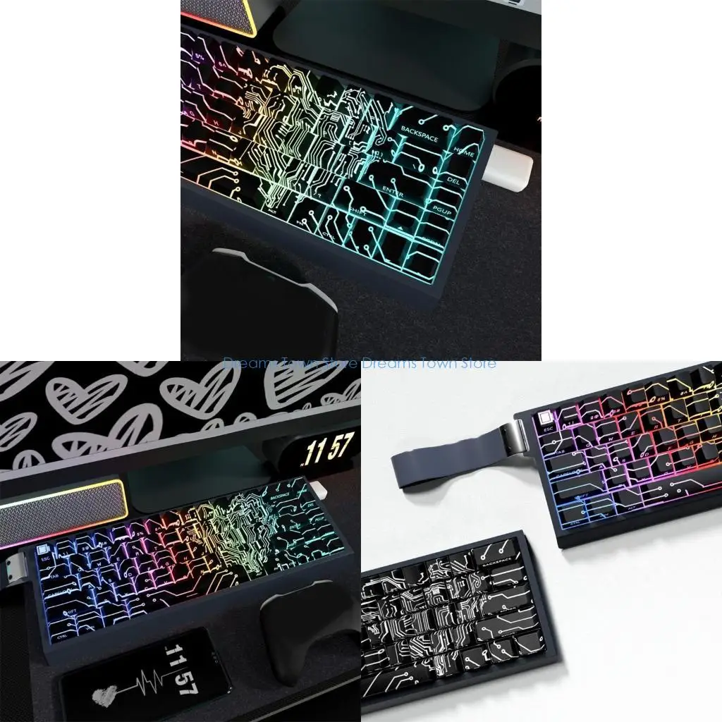 

HX6A Love Circuit, оригинальные колпачки для клавиш 64/74, блестящие клавиши с подсветкой для механических клавиатур 60, 61, 63,