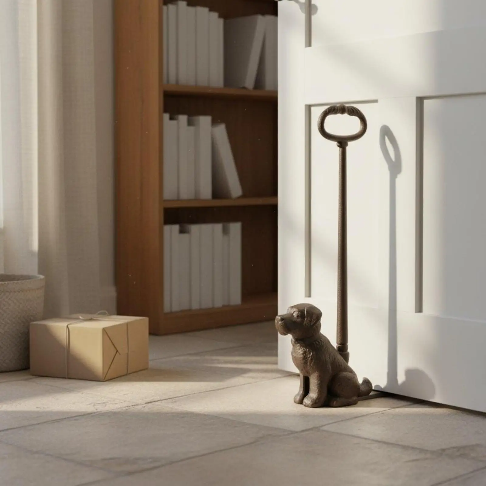 Cast Iron Dog Door Stopper Decorative Door Stop Wedge Sturdy Door Fixture for Living Room Entryway