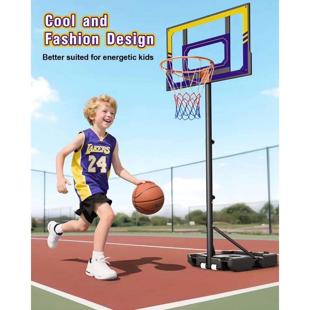 Canestro da basket portatile ad altezza regolabile per bambini, 3,5-7 piedi, adatto per giochi in cortile e vialetto