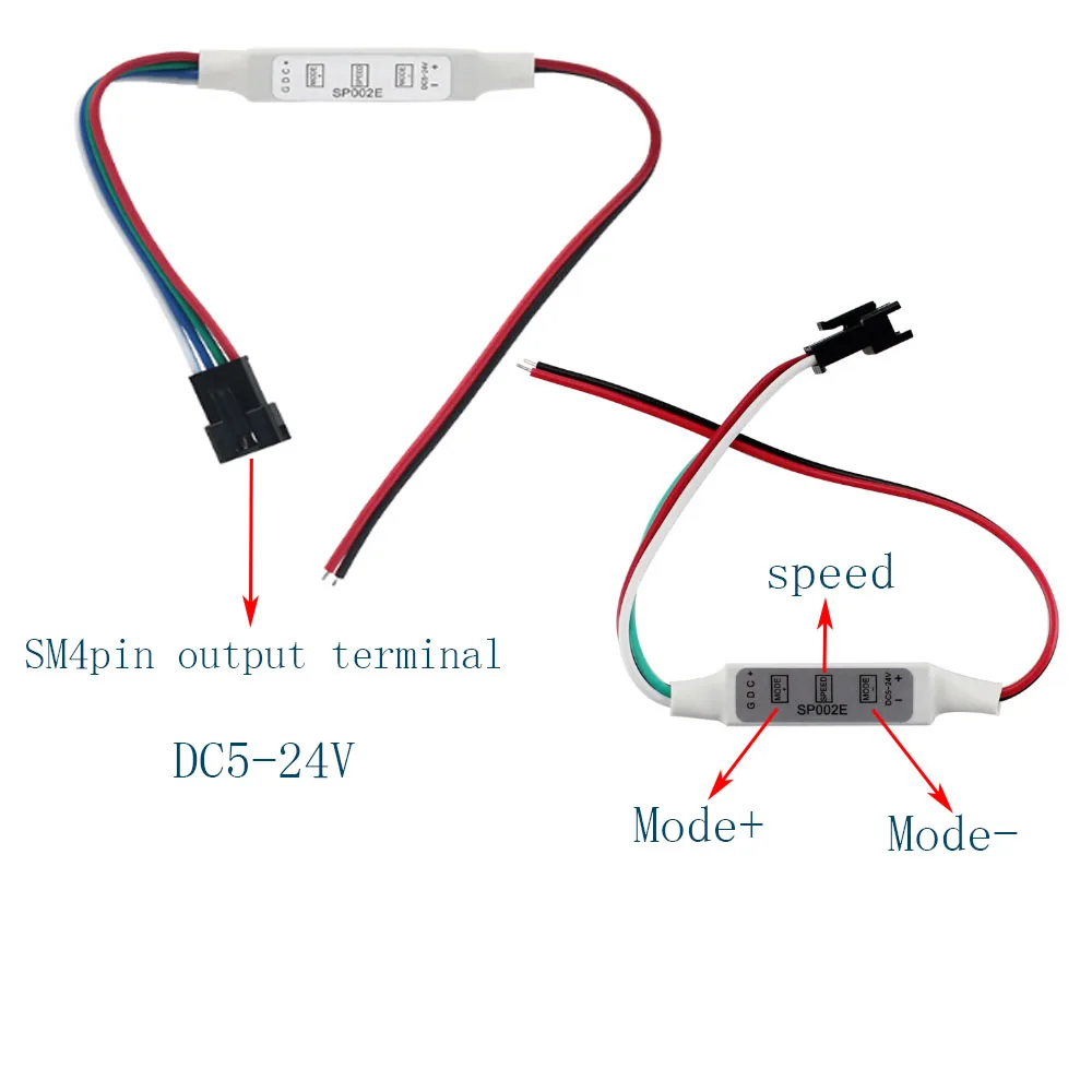 WS2815 WS2813 LED Light Controller Four Wire Full Color Controller RF 17key 21Key Remote Wireless+Fantasy Effect 4pin SM JST RGB