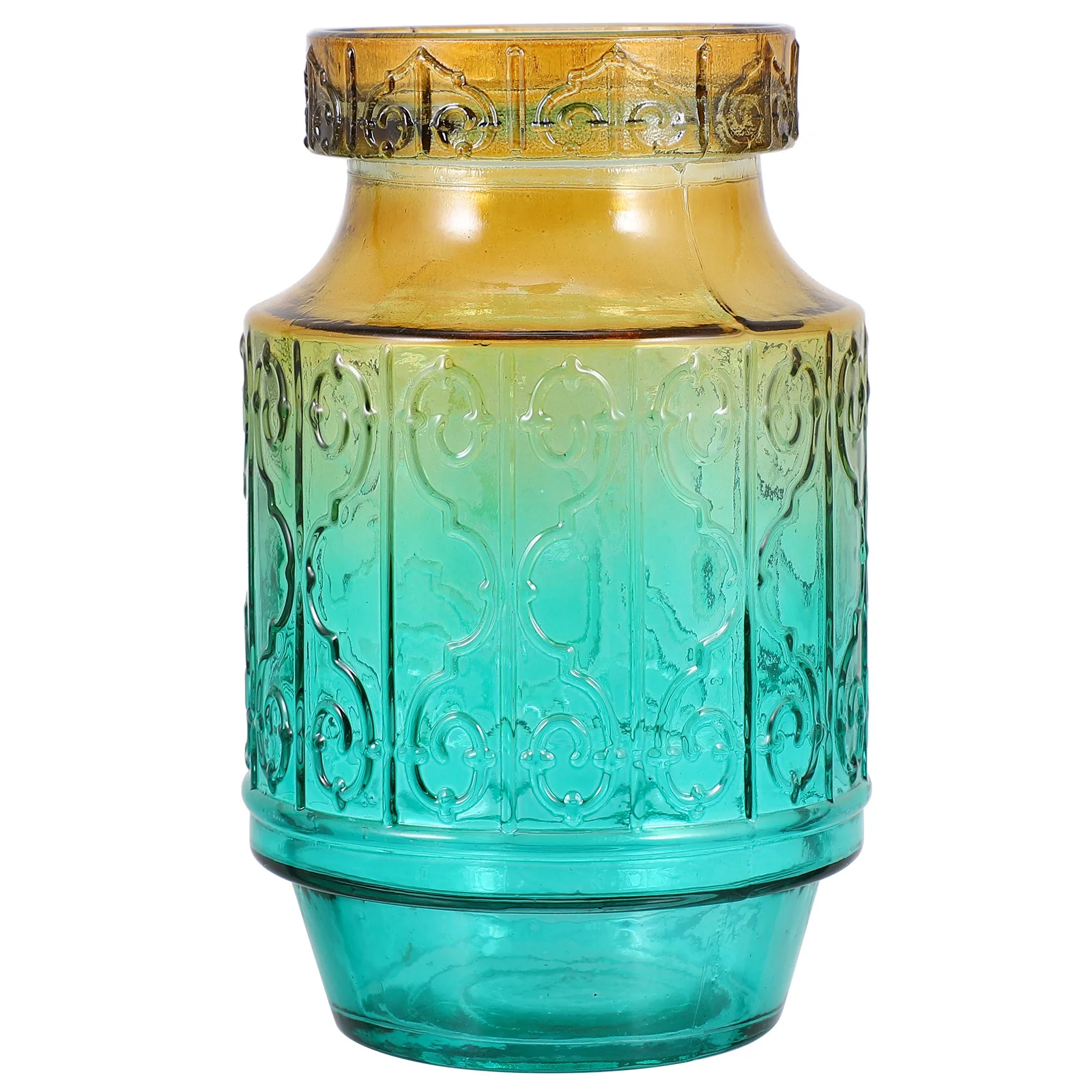 

1Pcs Embossed Glass Vase Unique Chic Flower Arrangement Holder Home Ornament Practical Decorative Vase for Desktop