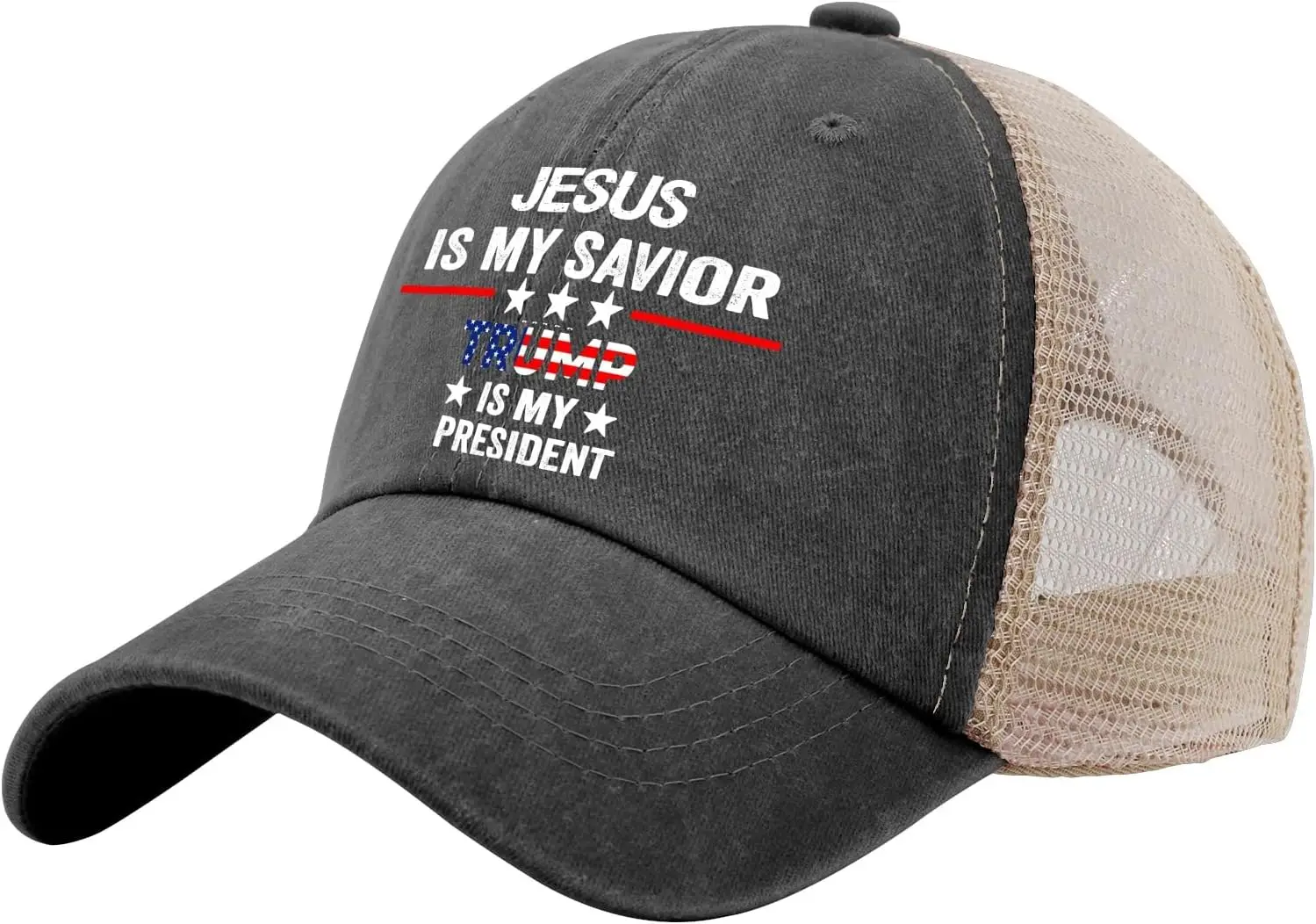 Jesus Is My Savior Trump Is My President Hat for Men Baseball Hat Fashionable Caps Caps Gym Hat Womens Gifts for Cool Caps