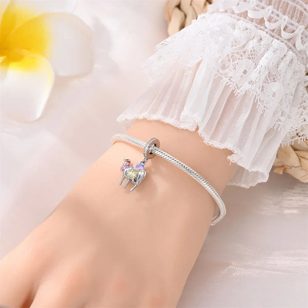 925 Sterling Silver Desert Pyramid Camel Elephant Charm Bead Fit Pandora Bracelet Original Charm for Women DIY Jewelry Making