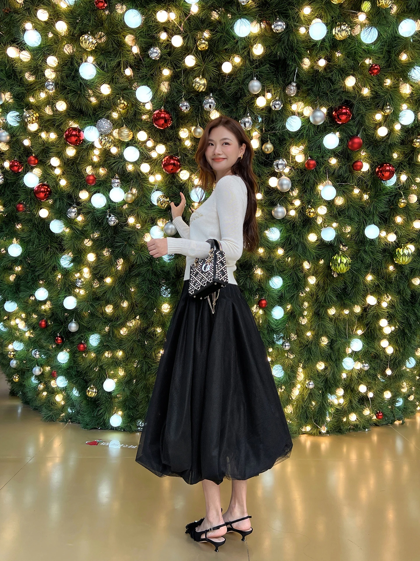 

Женская юбка-фонарик Ele Bla с высокой талией, пышная, сетчатая, с цветочным узором, А-силуэт, из полиэстера, для повседневной носки