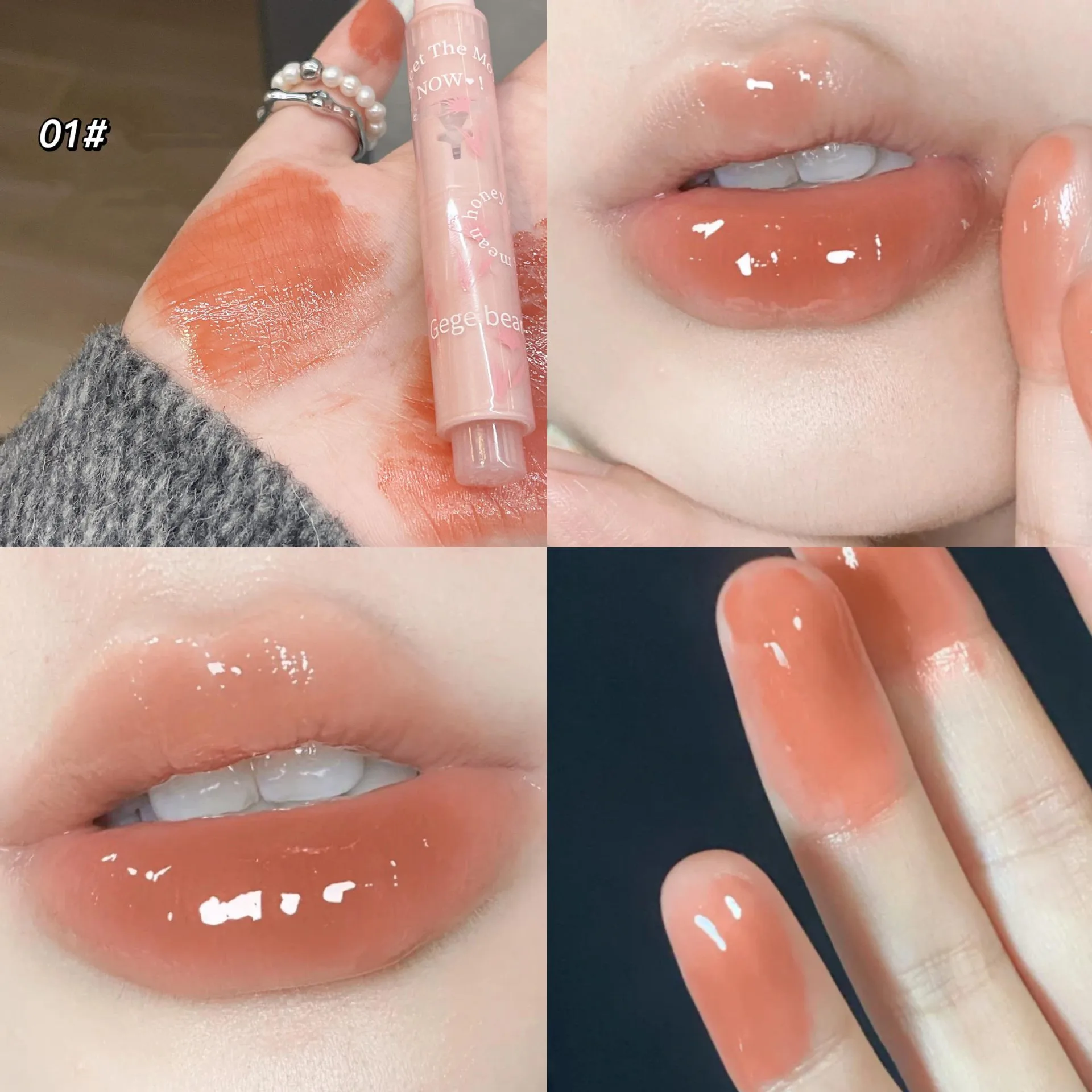 Liebe Herzform Lippen glasur Blume Gelee Spiegel Lip gloss feuchte Modifikation Lippen streifen Lippenstift Stick Antihaft Tasse Make-up