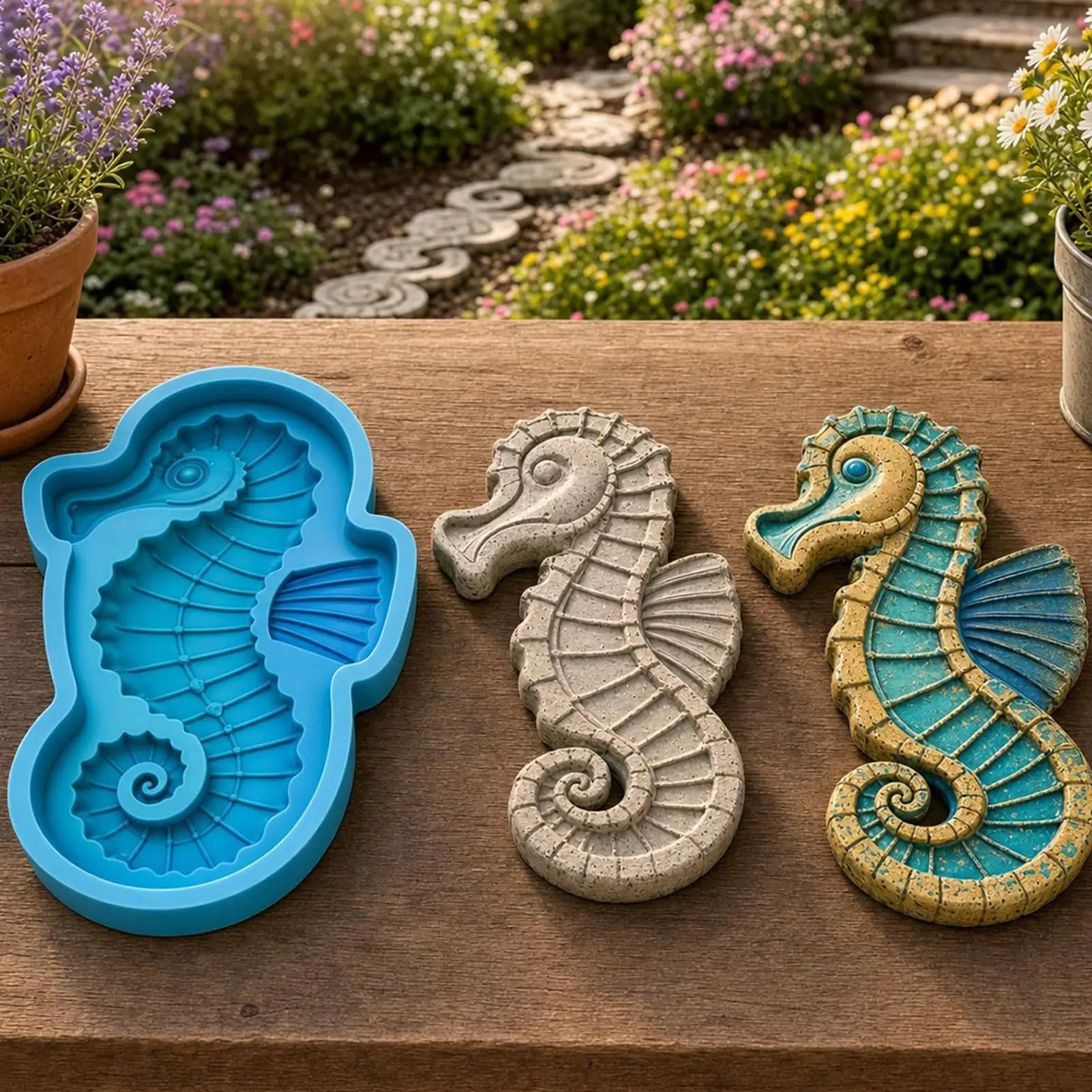 Stepping Stone Mold Reusable Silicone Sea Animal Theme Decoration Concrete Stepping Stone Molds For Adults Family Garden Outdoor