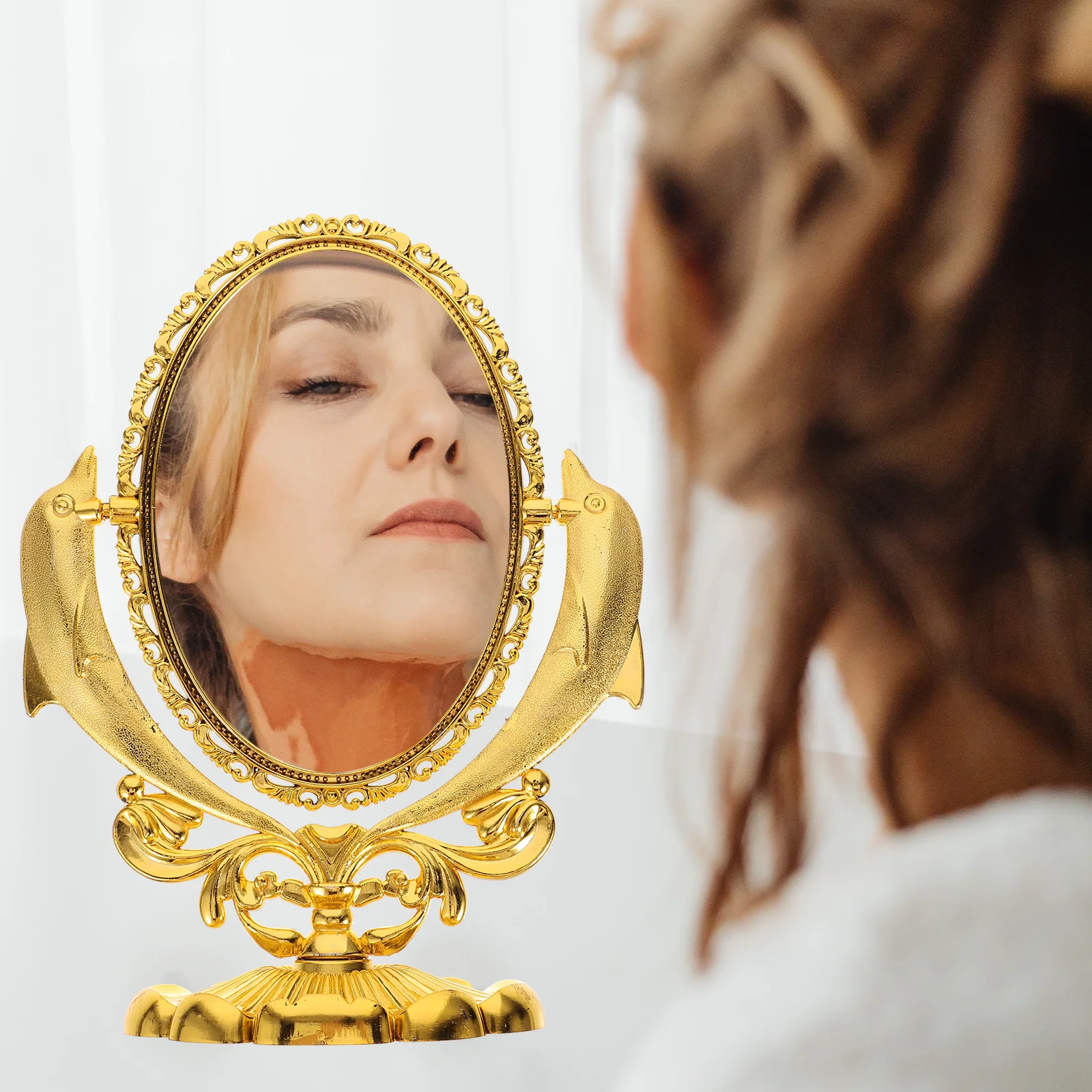 Perfect cadeau dubbelzijdig draaibare make-upspiegel heldere reflectie tafelblad make-upspiegel voor thuis salon professioneel gebruik