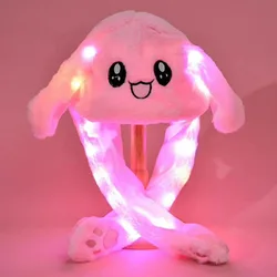 Christmas New Year Funny Rabbit Ears Hat Luminous Light Plush Hats  Birthday Girlfriends Women Children Gifts