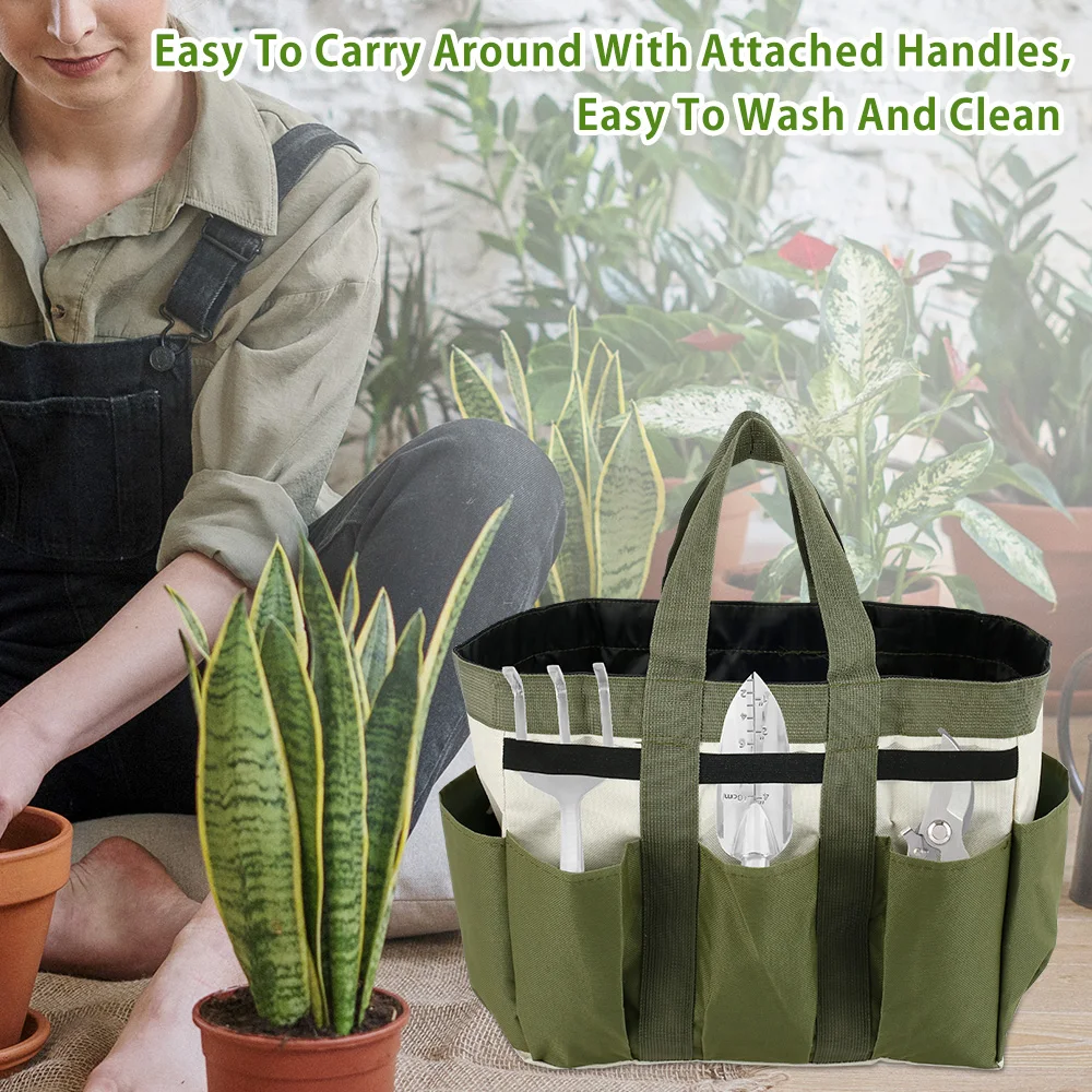 With Pockets Garden Tool Bag Portable Organizer Durable Multi-Purpose Heavy Duty Large Capacity Reusable Indoor Oxford Cloth