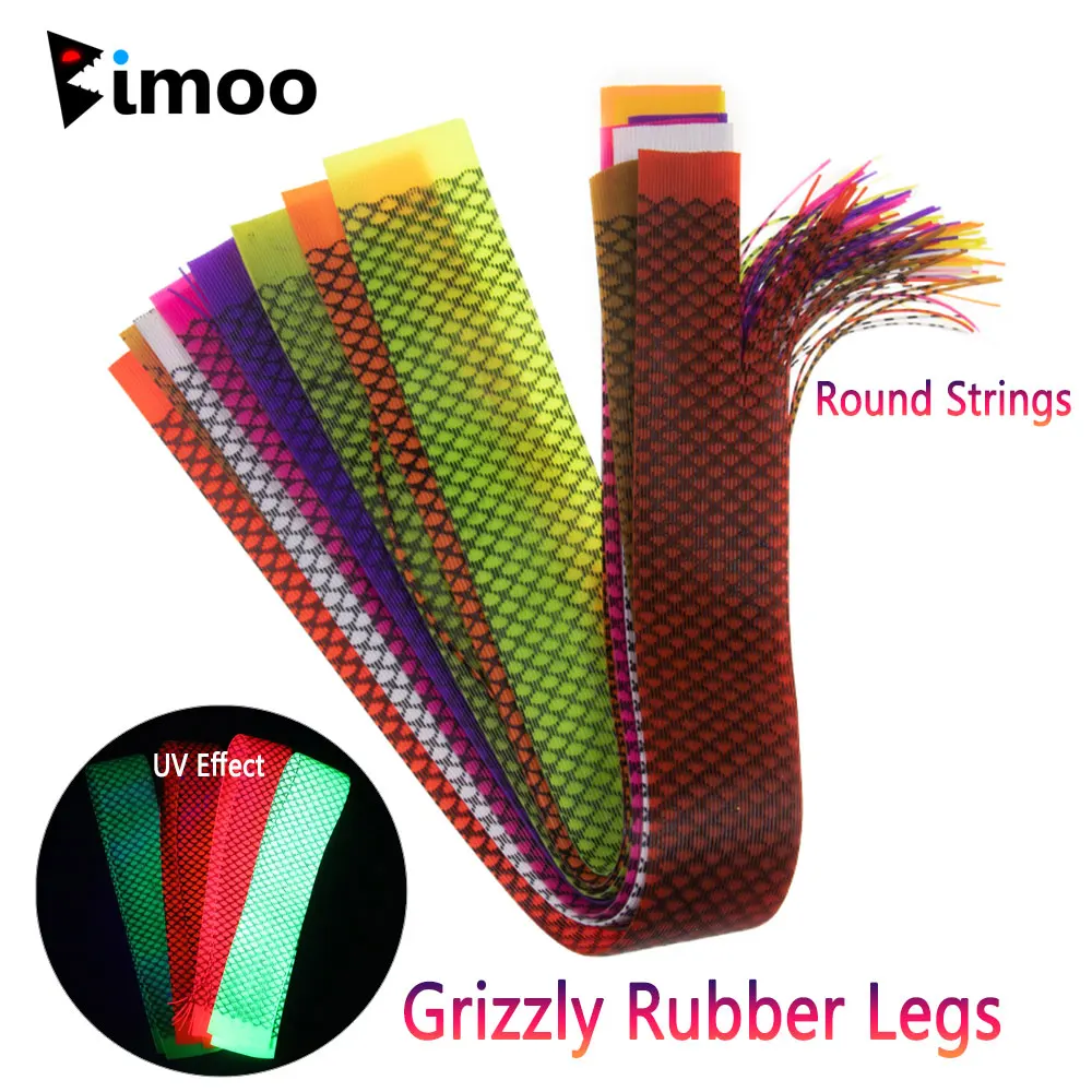 Bimoo 40 Strands/Pack 30CM Silicone Round Strings Grizzly Rubber Legs Bass Trout Fishing Bait Fly Tying Material Jig Lure Skirts