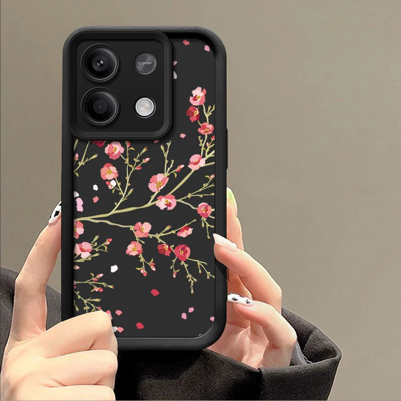 Peach Flower Case For Xiaomi 13T 11T Pro Poco X6 X5 F6 M6 Redmi Note 12 11 10 13 Pro 5G Shockproof Bumper Soft Silicone Cover