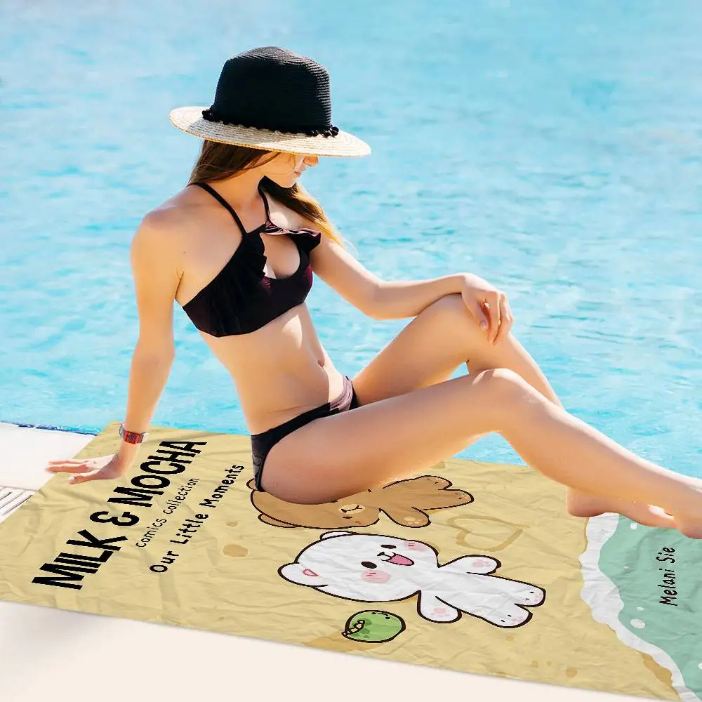Art Milk and Mocha Microfiber Beach Towel Absorbent Quick dry Soft Yoga Swimming Resort Mountain Climbing Towel