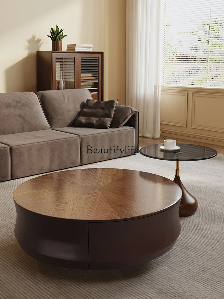 

LCoffee table, приставной столик, комбинированный высококачественный круглый столик из массива дерева для маленькой квартиры