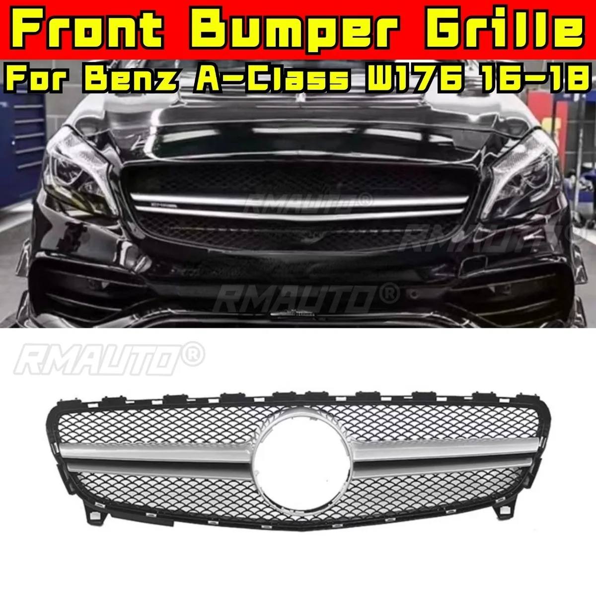 

Решетка бампера автомобиля, декоративные полоски, гоночная решетка, решетка переднего бампера в стиле AMG для Mercedes Benz A-Class W176 2016-2018, экстерьер