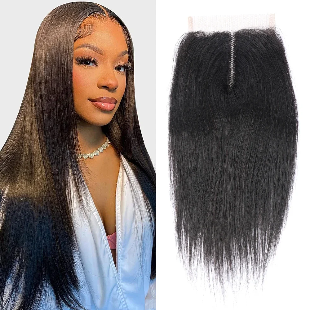 

4x4 Lace Front Closure Brazilian Remy Straight Human Hair Only Closure Lace Hair Machine Made and Lace Closure Central Part