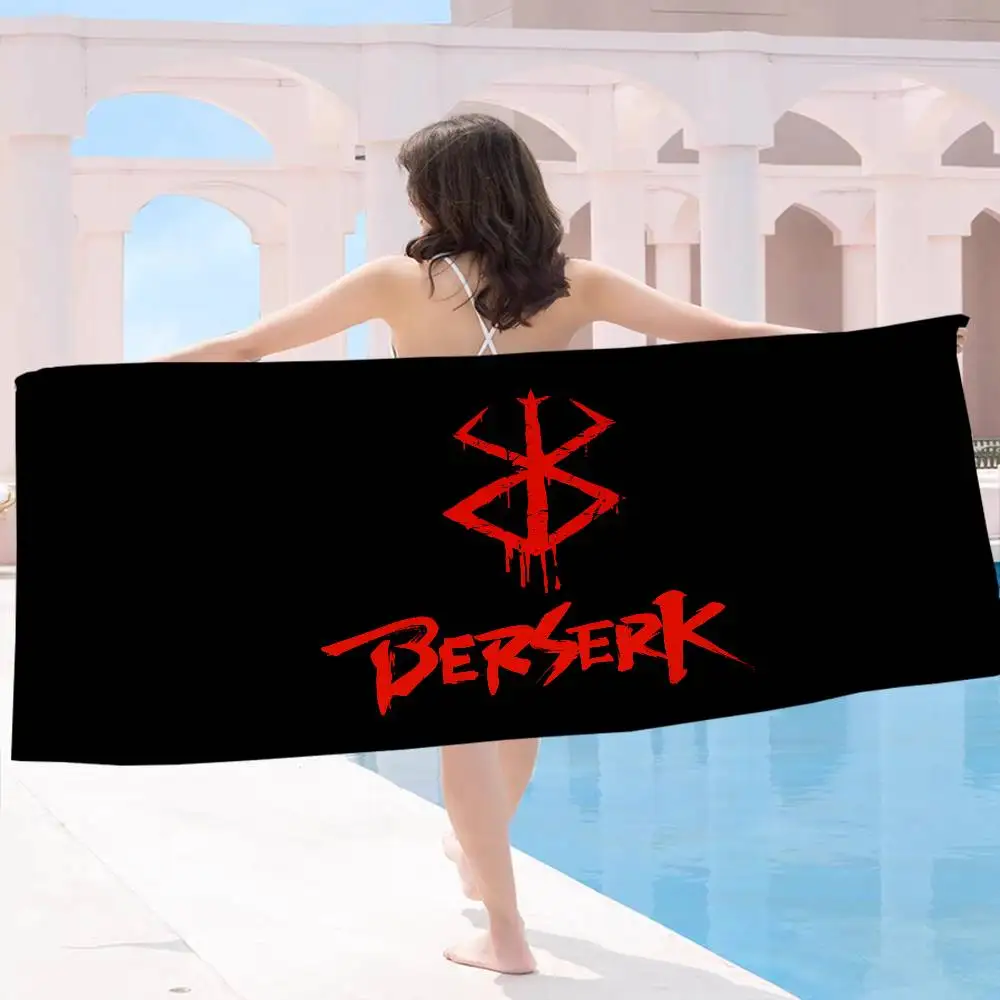 1pc Anime logo B-berserk Guts Microfiber Beach Towel Absorbent Quick dry Soft Yoga Swimming Resort Mountain Climbing Towel