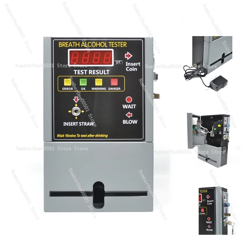 Digital Slot Machine Breath Alcohol Tester Wall-mounted Blowing Type in Public Places