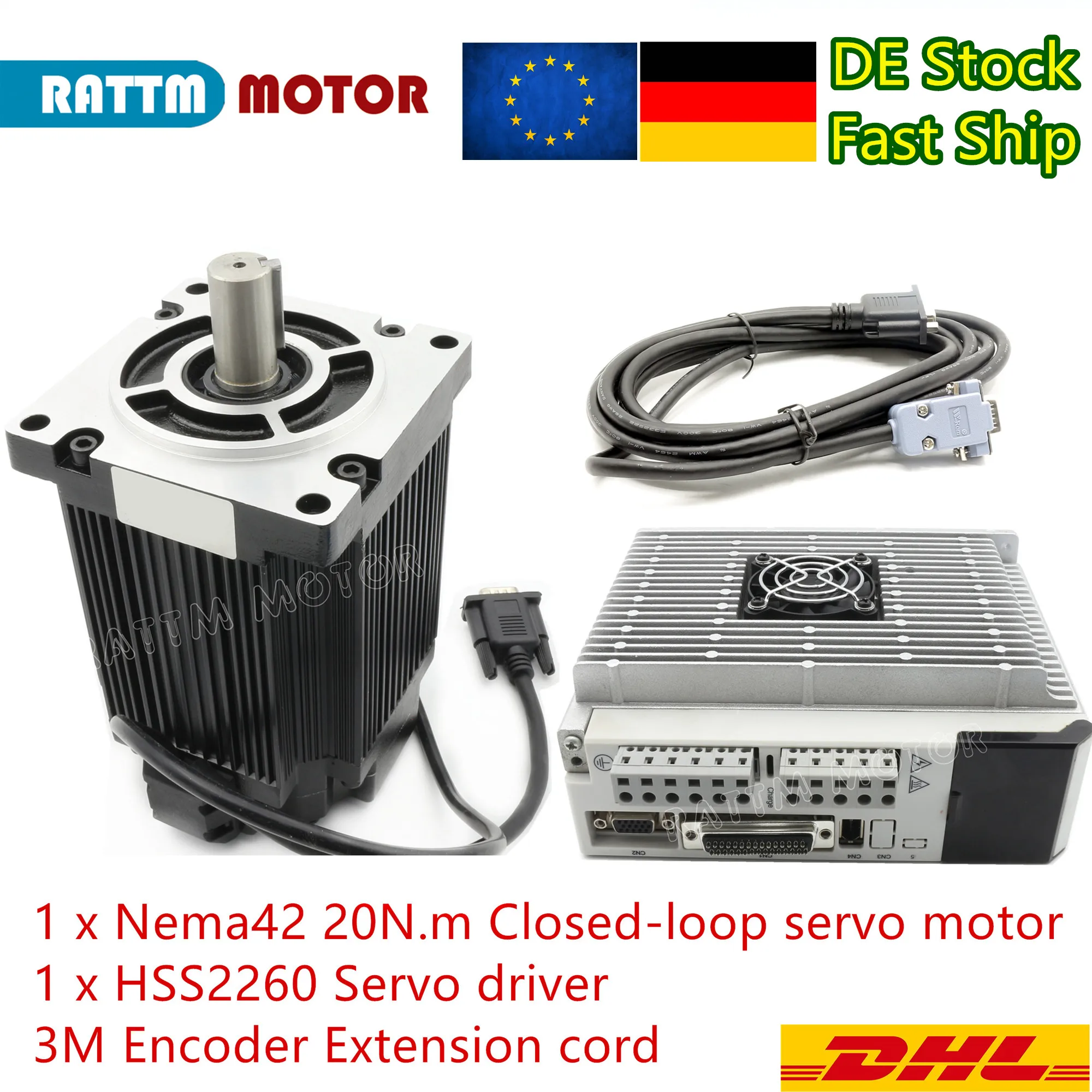 【DE ship】Nema 42 Closed loop Servo Stepper motor 20N.m 2880oz-in 110 Hybrid stepper motor & 3-phase Driver Big Power CNC Control