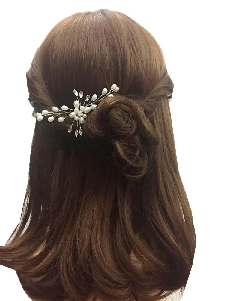 Gold Wedding Hair Pins Simulated Pearl Flower Bridal Hairpins Bridesmaid Hair Clips Women Hair Jewelry Accessories